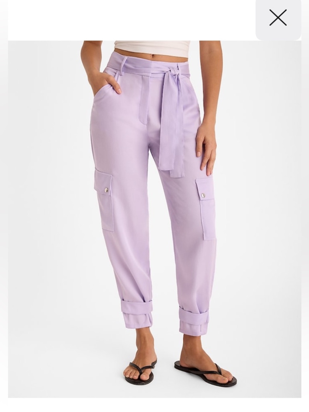 Lilac High-Waist Belted Cargo Jogger